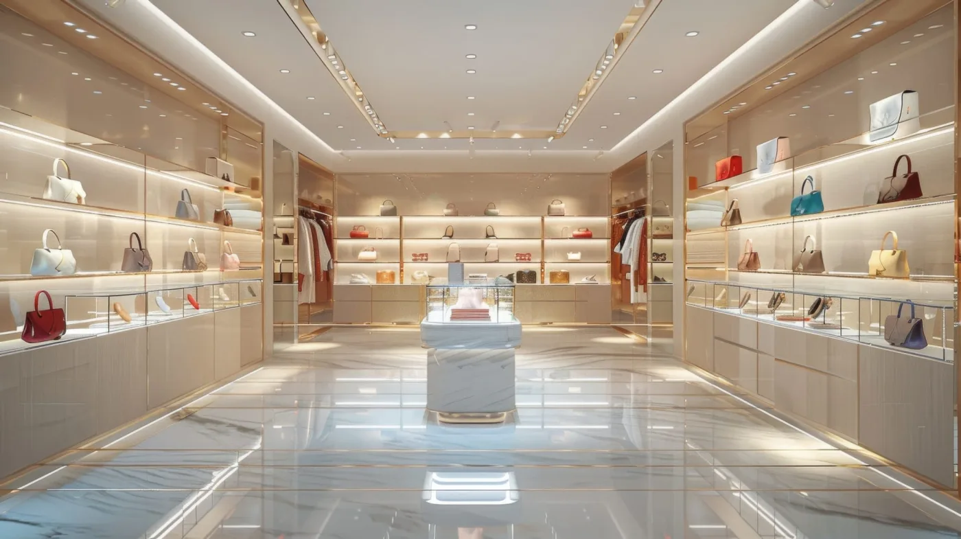 Luxury retail interior lit by Laguna Electric, display lighting installation